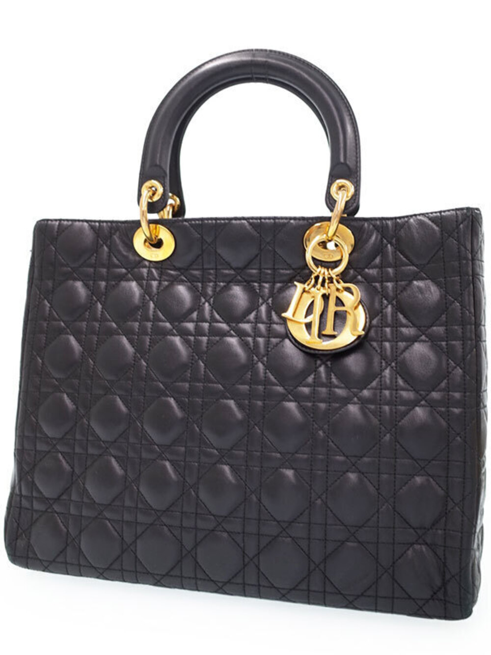 Christian Dior black lambskin Cannage quilted